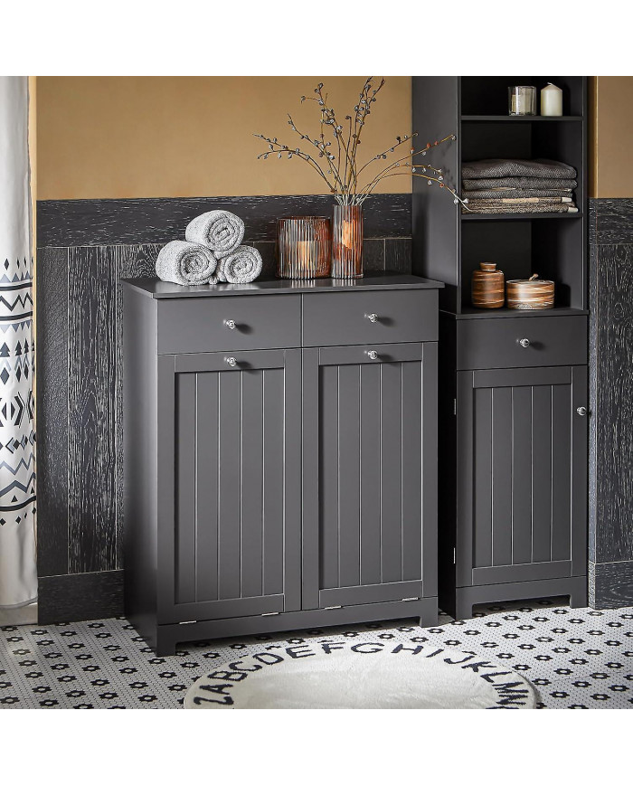SoBuy Coffre à linge 2 tiroirs et 2 portes pour armoire à linge, BZR33-DG
