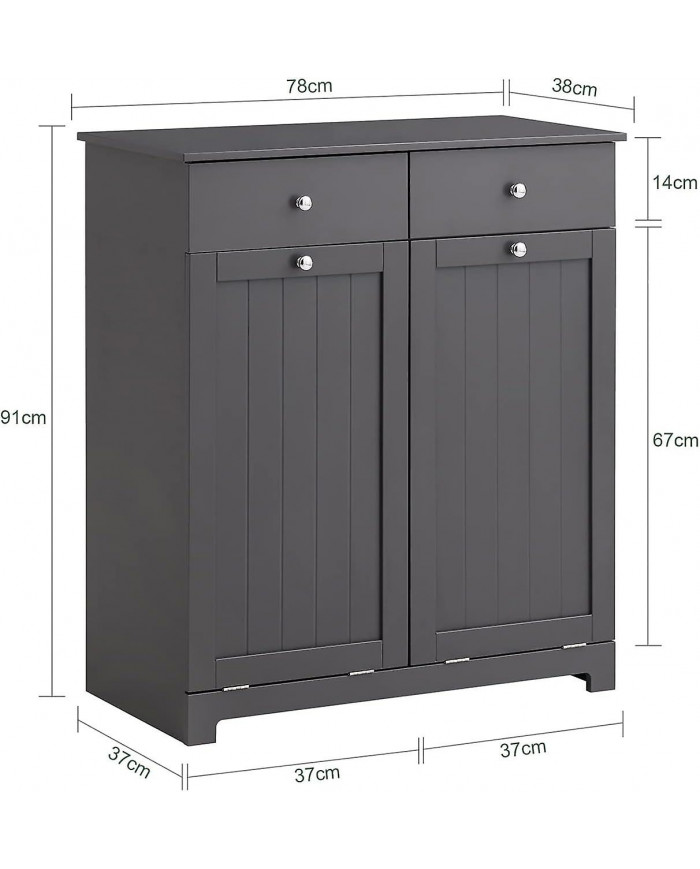 SoBuy Coffre à linge 2 tiroirs et 2 portes pour armoire à linge, BZR33-DG