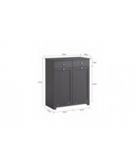 SoBuy Coffre à linge 2 tiroirs et 2 portes pour armoire à linge, BZR33-DG