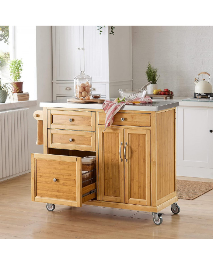 SoBuy Worktop Extensible Kitchen Trolley Island, FKW70-N