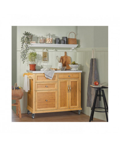 SoBuy Worktop Extensible Kitchen Trolley Island, FKW70-N