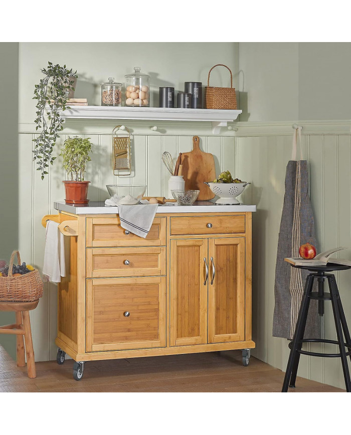 SoBuy Worktop Extensible Kitchen Trolley Island, FKW70-N