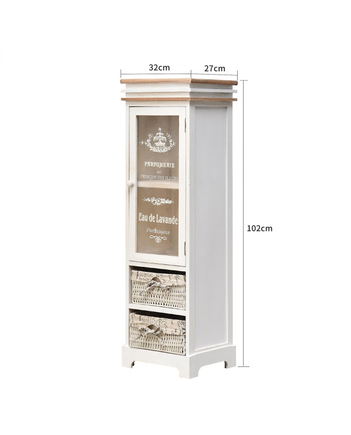 Rebecca Furniture Mobile Display Case Bois Blanc 1 Porte 1 Tiroir minable 102x32x27