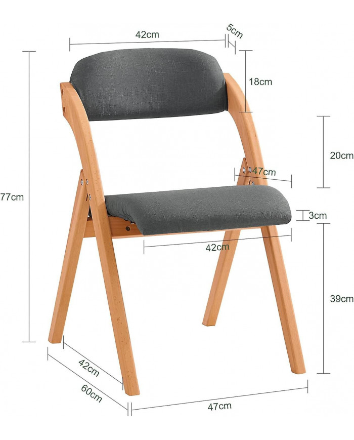 SoBuy Chaise pliante Chaise de salle à manger de cuisine pliante rembourrée en bois Chaise de bureau Chaise de [...]