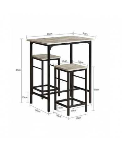 SoBuy Bar Set-1 Table de barre et 2 tabourets, OGT10-HG