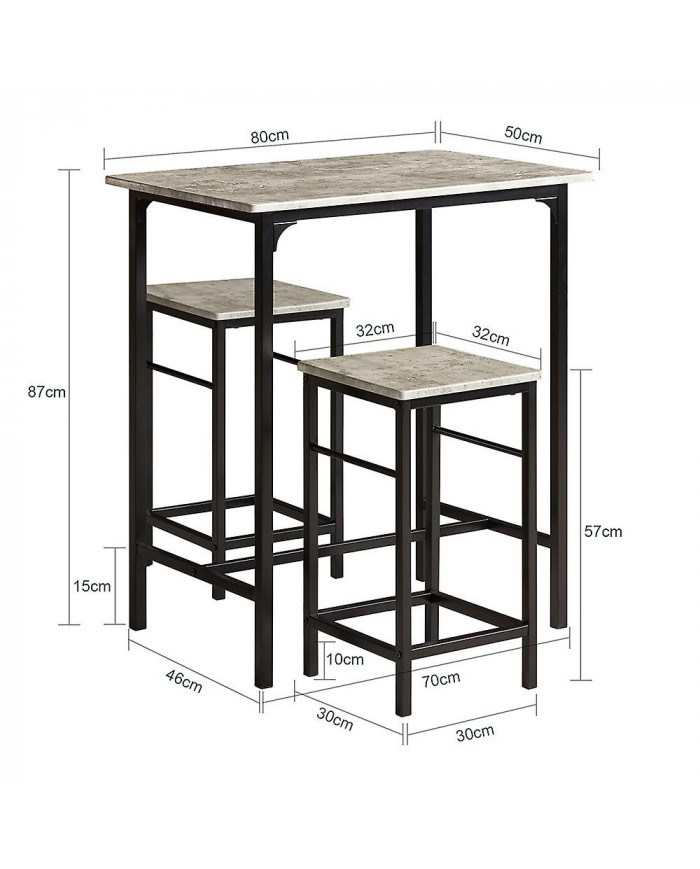 SoBuy Bar Set-1 Table de barre et 2 tabourets, OGT10-HG