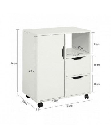 SoBuy FBT105-W Organisateur de support d’imprimante roulant