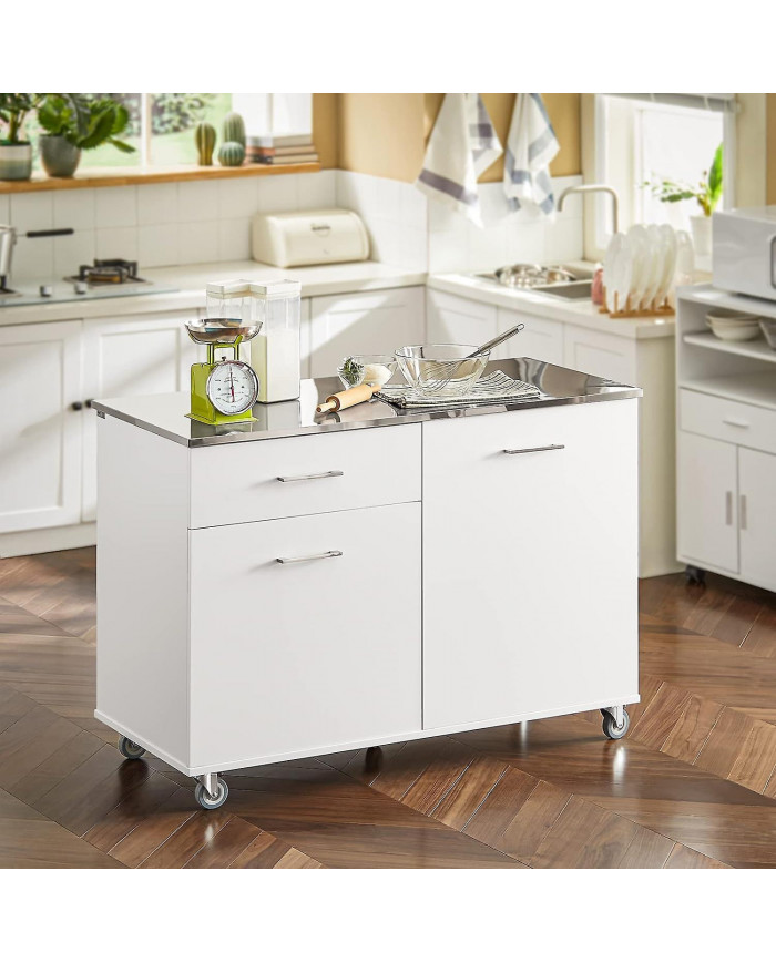 SoBuy Kitchen Island Kitchen Cabinet Armoire Sideboard, FKW117-W