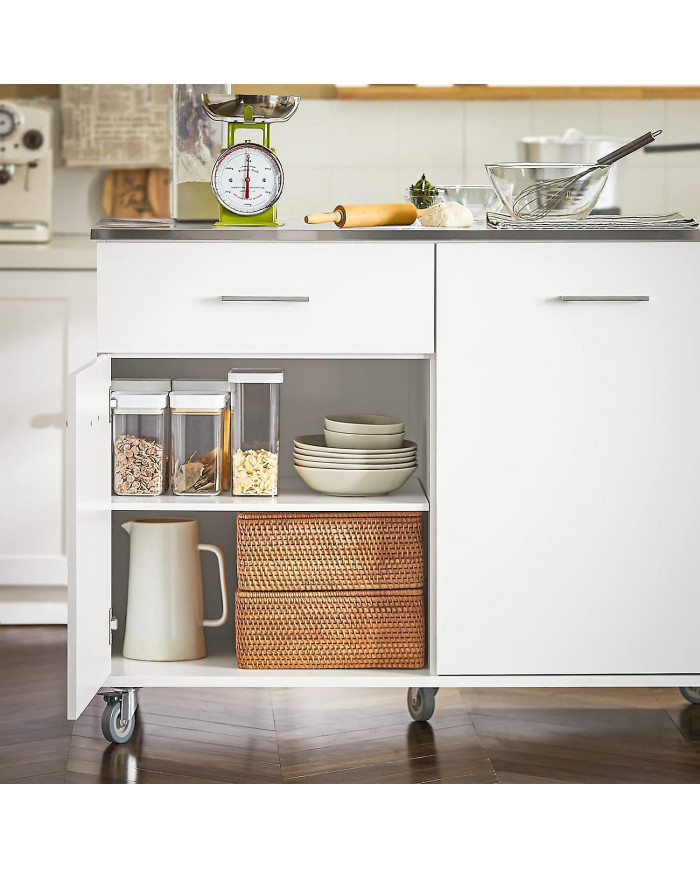 SoBuy Kitchen Island Kitchen Cabinet Armoire Sideboard, FKW117-W