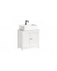 SoBuy blanc sous évier salle de bain meuble de rangement avec des portes de l’obturateur, FRG237-W