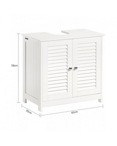 SoBuy blanc sous évier salle de bain meuble de rangement avec des portes de l’obturateur, FRG237-W