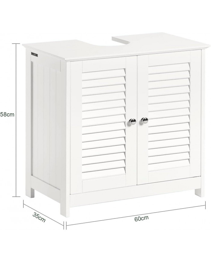 SoBuy blanc sous évier salle de bain meuble de rangement avec des portes de l’obturateur, FRG237-W