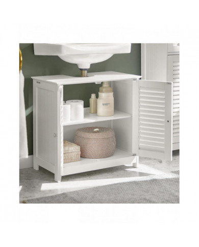 SoBuy blanc sous évier salle de bain meuble de rangement avec des portes de l’obturateur, FRG237-W