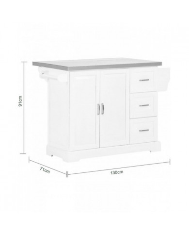 SoBuy Armoire de cuisine îlot extensible, FKW41-ST