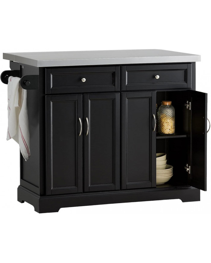 SoBuy île de chariot cuisine extensible noir, FKW71-SCH