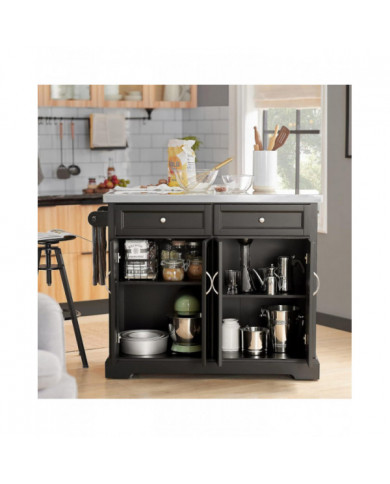 SoBuy île de chariot cuisine extensible noir, FKW71-SCH