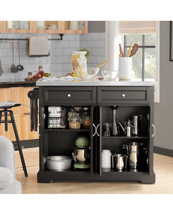 SoBuy île de chariot cuisine extensible noir, FKW71-SCH