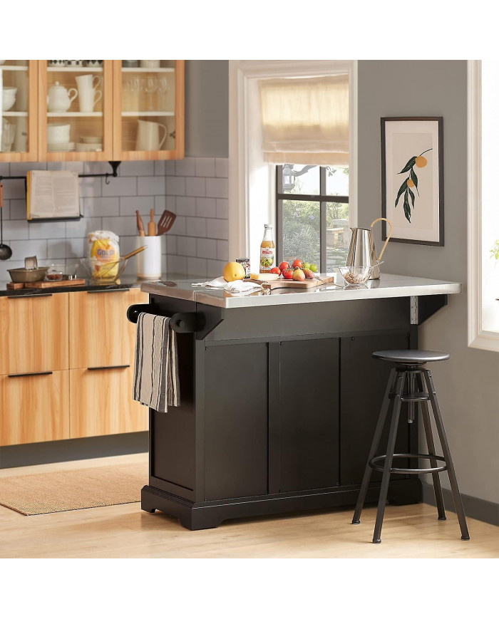 SoBuy île de chariot cuisine extensible noir, FKW71-SCH