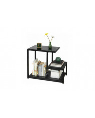 Table à café SoBuy Glass Top Side avec étagère de stockage noir FBT65-SCH