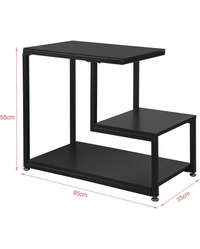 Table à café SoBuy Glass Top Side avec étagère de stockage noir FBT65-SCH