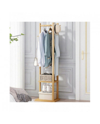 Bamboo Garment Manteau Porte-Vêtements Stand Chapeau Chaussure Cintre en bois Porte-Étagère Tidy