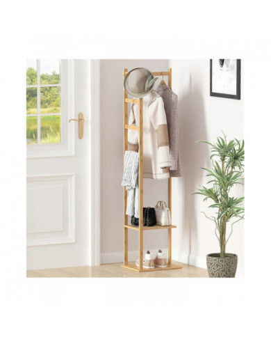 Bamboo Garment Manteau Porte-Vêtements Stand Chapeau Chaussure Cintre en bois Porte-Étagère Tidy