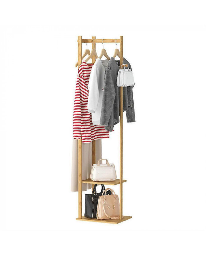 Bamboo Garment Manteau Porte-Vêtements Stand Chapeau Chaussure Cintre en bois Porte-Étagère Tidy