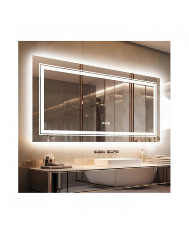 Extra Large LED Éclairé Salle De Bain Miroir Mural Anti-Buée Miroir De Courtoisie 3 Couleurs Dimmable