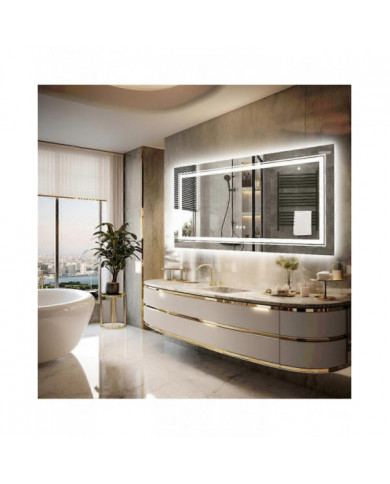 Extra Large LED Éclairé Salle De Bain Miroir Mural Anti-Buée Miroir De Courtoisie 3 Couleurs Dimmable