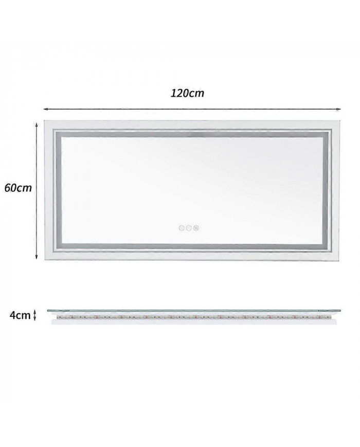 Extra Large LED Éclairé Salle De Bain Miroir Mural Anti-Buée Miroir De Courtoisie 3 Couleurs Dimmable