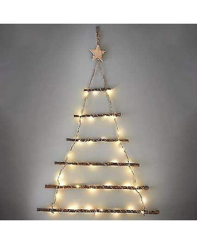 Noël Lund Twig Wall Tree 40 Chaud Blanc Led Lumières Alimenté par batterie Suspendu Noël Décoration murale