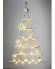 Noël Lund Twig Wall Tree 40 Chaud Blanc Led Lumières Alimenté par batterie Suspendu Noël Décoration murale