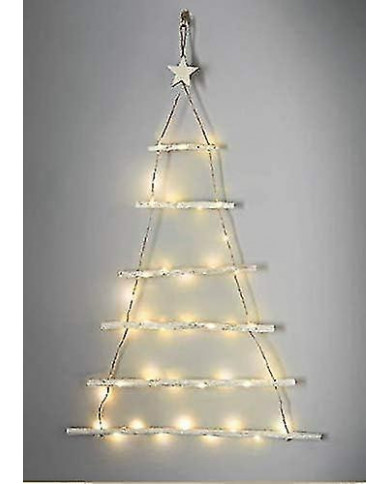 Noël Lund Twig Wall Tree 40 Chaud Blanc Led Lumières Alimenté par batterie Suspendu Noël Décoration murale