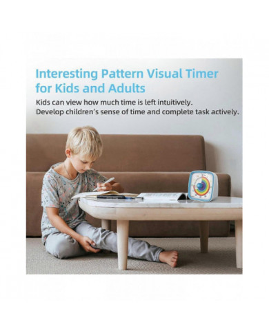 Minuterie visuelle de 60 minutes avec veilleuse, compte à rebours, minuterie Pomodoro avec motif arc-en-ciel pour Ki