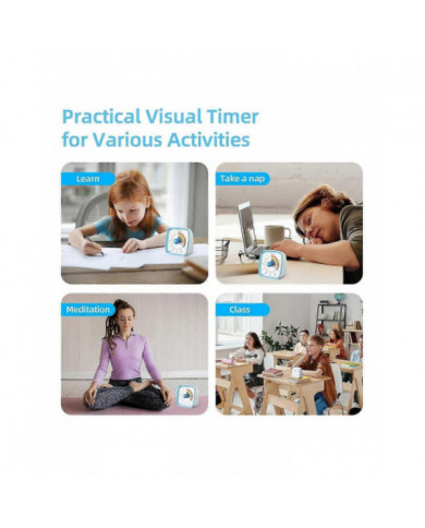 Minuterie visuelle de 60 minutes avec veilleuse, compte à rebours, minuterie Pomodoro avec motif arc-en-ciel pour Ki