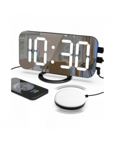 Réveil bruyant avec secoueur de lit pour dormeur lourd, double réveil vibrant avec chargeur USB pour sourds [...]