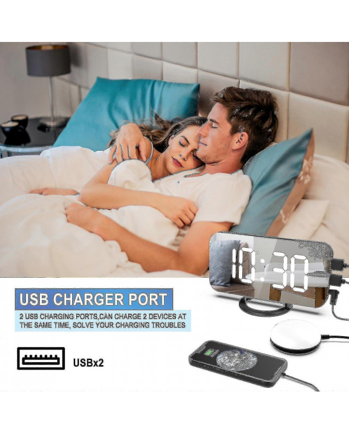 Réveil bruyant avec secoueur de lit pour dormeur lourd, double réveil vibrant avec chargeur USB pour sourds [...]