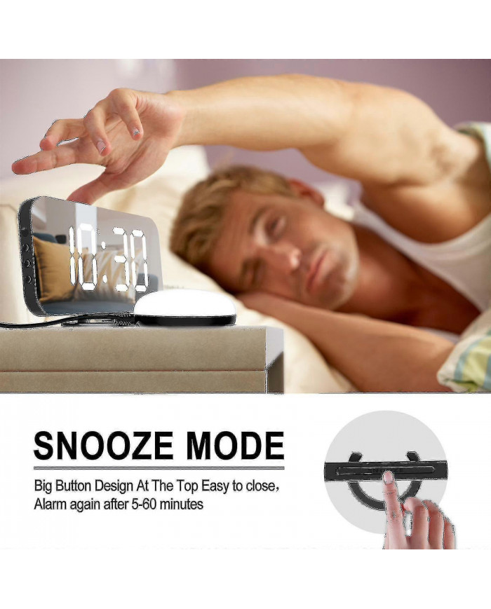 Réveil bruyant avec secoueur de lit pour dormeur lourd, double réveil vibrant avec chargeur USB pour sourds [...]