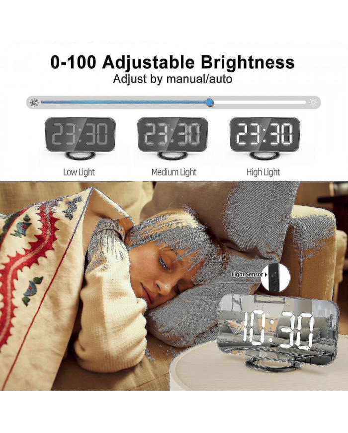 Réveil bruyant avec secoueur de lit pour dormeur lourd, double réveil vibrant avec chargeur USB pour sourds [...]