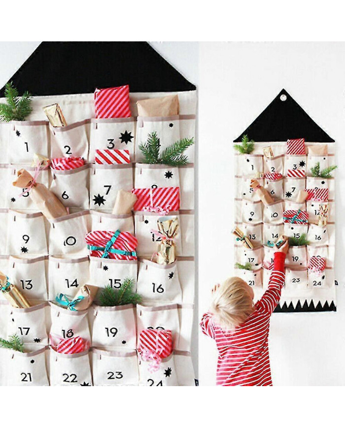 24 Calendrier de l’Avent Compte à rebours de Noël Poches suspendues Cadeau