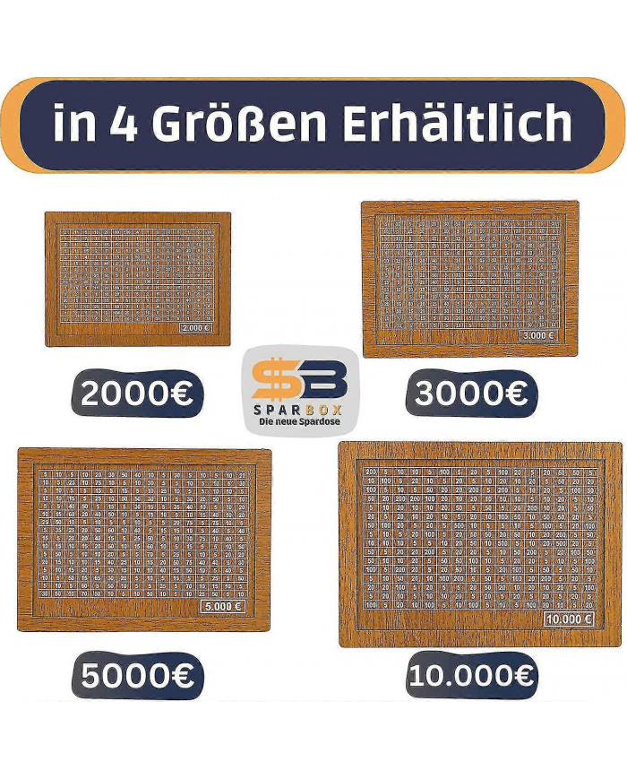 4 Size Piggy Banks - Boîtes à Pes avec objectifs d’épargne et chiffres