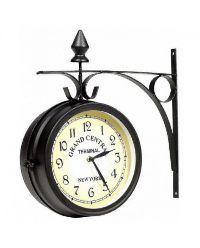 2024 Nouvelle Horloge Murale De Gare À Deux Faces Noir Design Vintage Horloge Montre