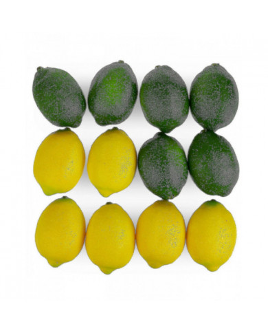 Large Artificial Lemons And Limes, Realistic Decorative Fake Prop Fruits - Set Of 12