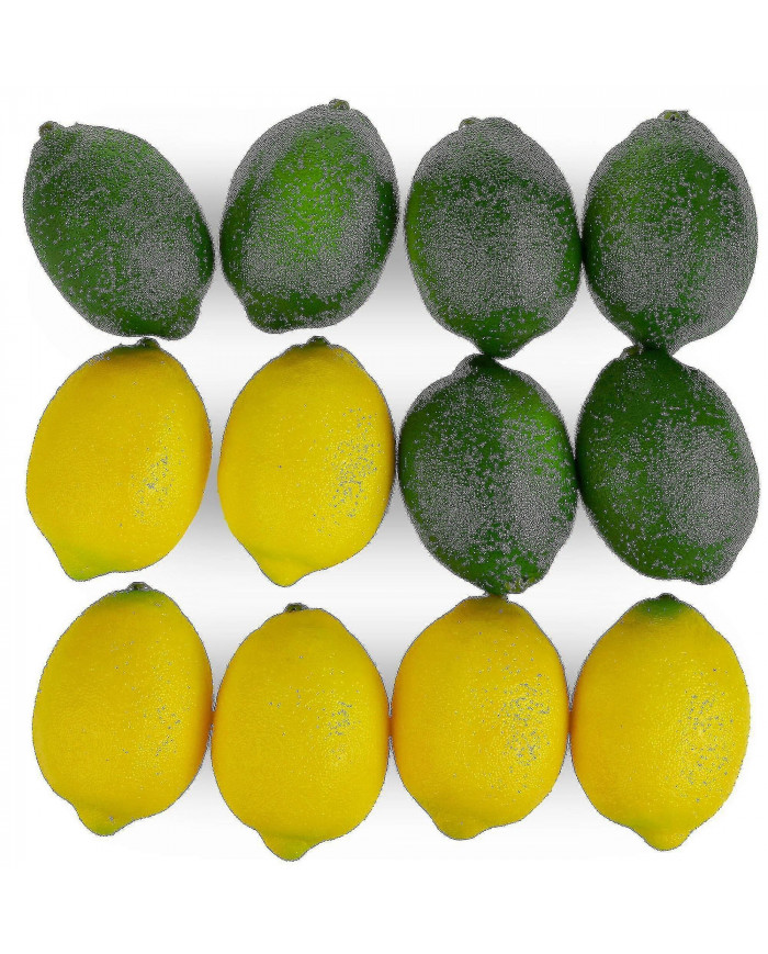 Large Artificial Lemons And Limes, Realistic Decorative Fake Prop Fruits - Set Of 12