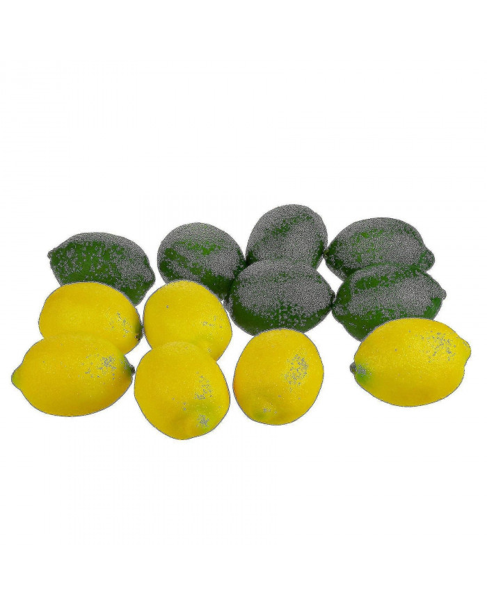Large Artificial Lemons And Limes, Realistic Decorative Fake Prop Fruits - Set Of 12