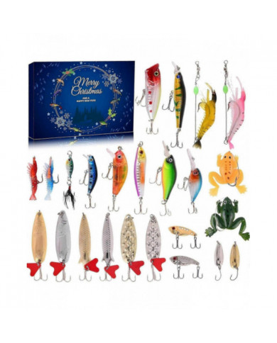 Calendrier de l’Avent 2024 pour les pêcheurs : boîte surprise de 24 jours de leurres de pêche pour hommes, [...]