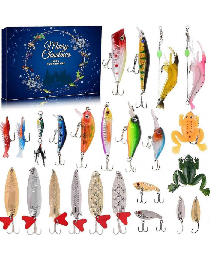 Calendrier de l’Avent 2024 pour les pêcheurs : boîte surprise de 24 jours de leurres de pêche pour hommes, [...]