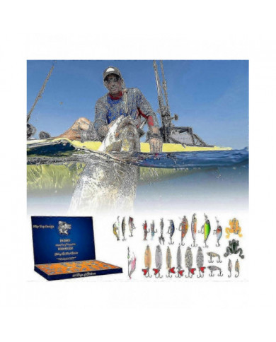 Calendrier de l’Avent 2024 pour les pêcheurs : boîte surprise de 24 jours de leurres de pêche pour hommes, [...]