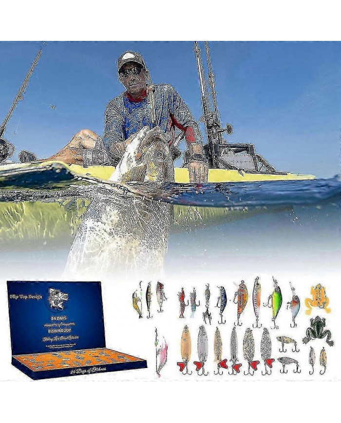 Calendrier de l’Avent 2024 pour les pêcheurs : boîte surprise de 24 jours de leurres de pêche pour hommes, [...]