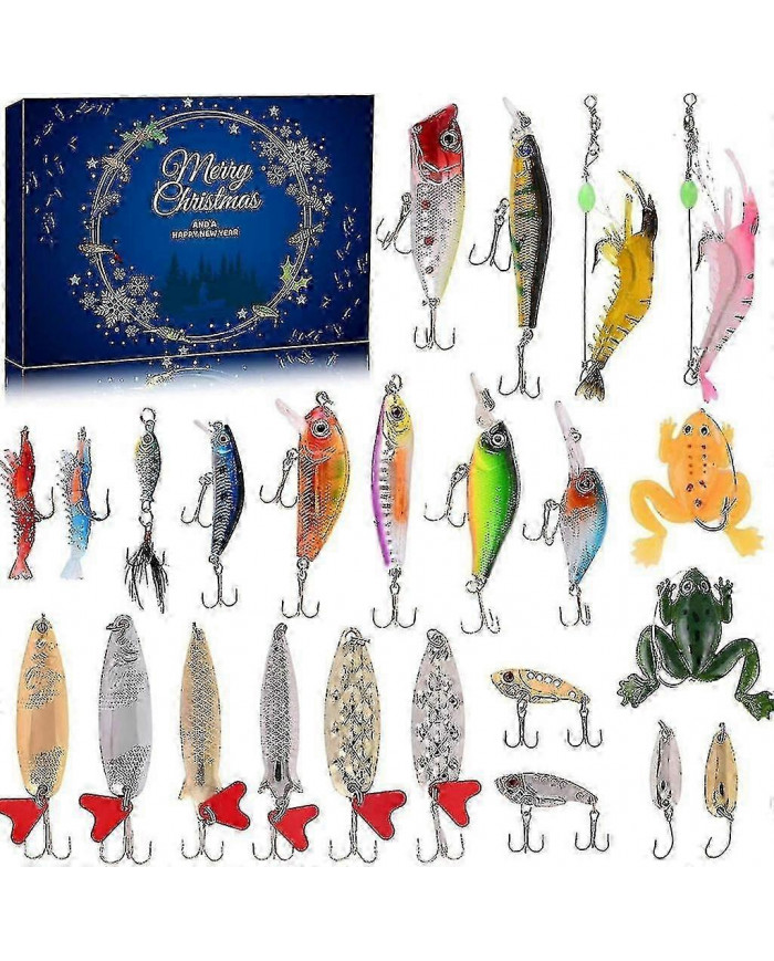 Calendrier de l’Avent 2024 pour les pêcheurs : boîte surprise de 24 jours de leurres de pêche pour hommes, [...]